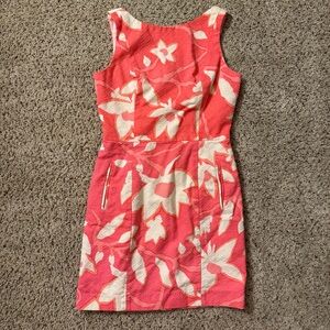 Muse Floral Sleeveless Bodycon Pink & White Dress Size 2